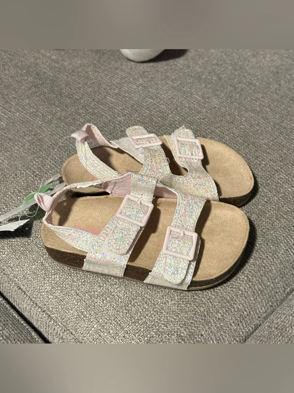 OshKosh B'gosh Girls' Glitter Double-Buckle Sandals - Iridescent Pink